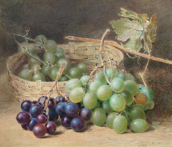 William Henry Hunt, OWS (British, 1790-1864) Still life of grapes