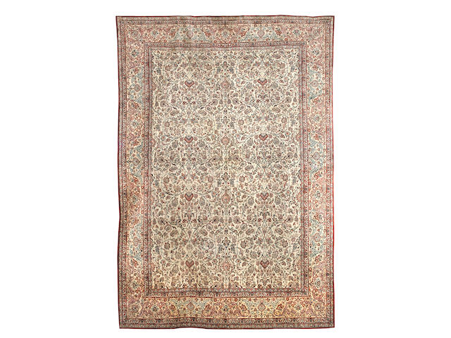 A part silk Tudesh Nain carpet Central Persia, 377cm x 259cm