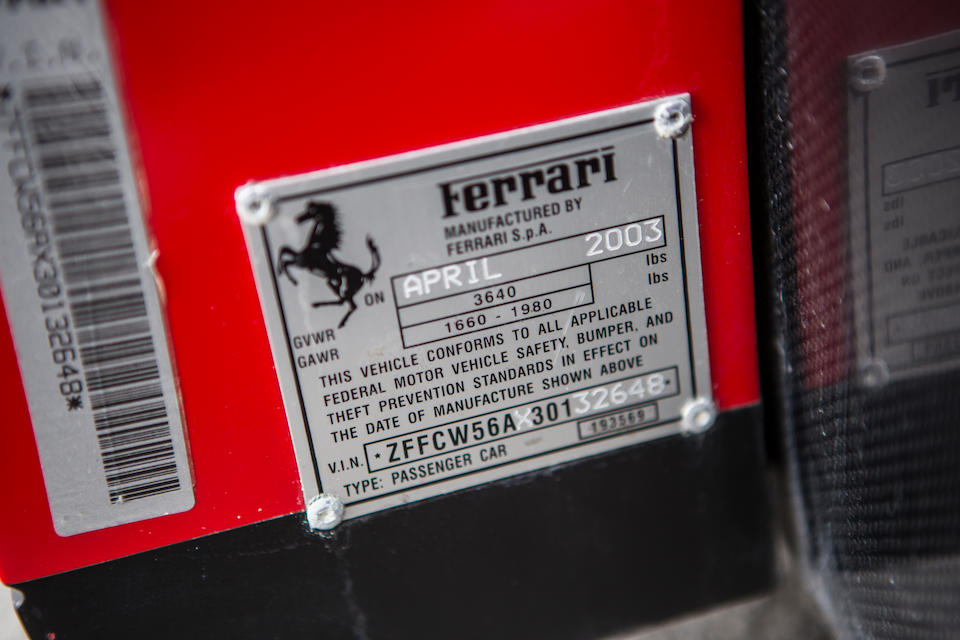 c.2004 Ferrari Enzo Berlinetta  Chassis no. ZFFCW56AX301 132648 Engine no. Tipo F140B 75017