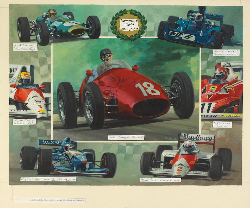 Ross Wardle (British), a pair of Grand Prix driver montage artworks,    ((2))