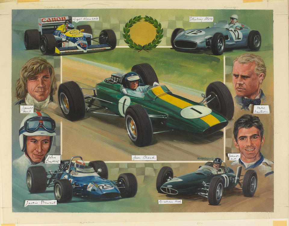 Ross Wardle (British), a pair of Grand Prix driver montage artworks,    ((2))