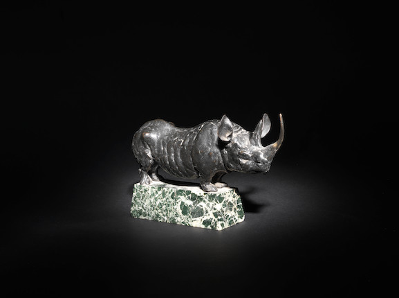 David Wynne (British, 1926-2014) Rhino 14cm (5 3/4in)(high, including marble base) image 1