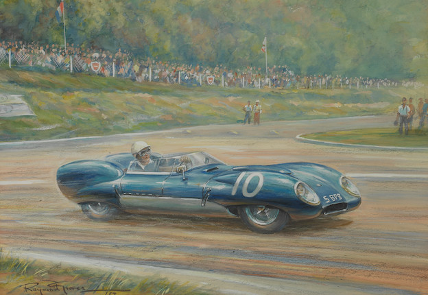 Raymond Groves (1913-1958), two framed mixed media studies of racing cars,   ((2)) image 2