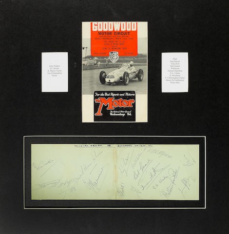 A framed 1951 Goodwood Whit Monday race programme,