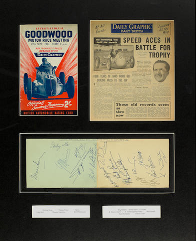 A framed 1951 Daily Graphic Goodwood Motor Race Meeting progamme,
