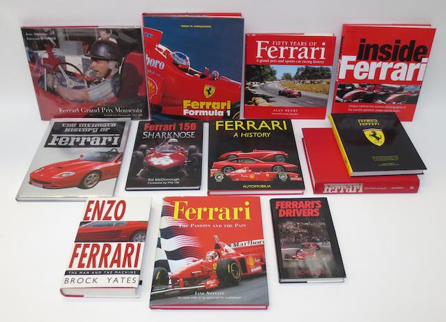 Books relating to Grand Prix Ferraris including a signed edition, ((12))