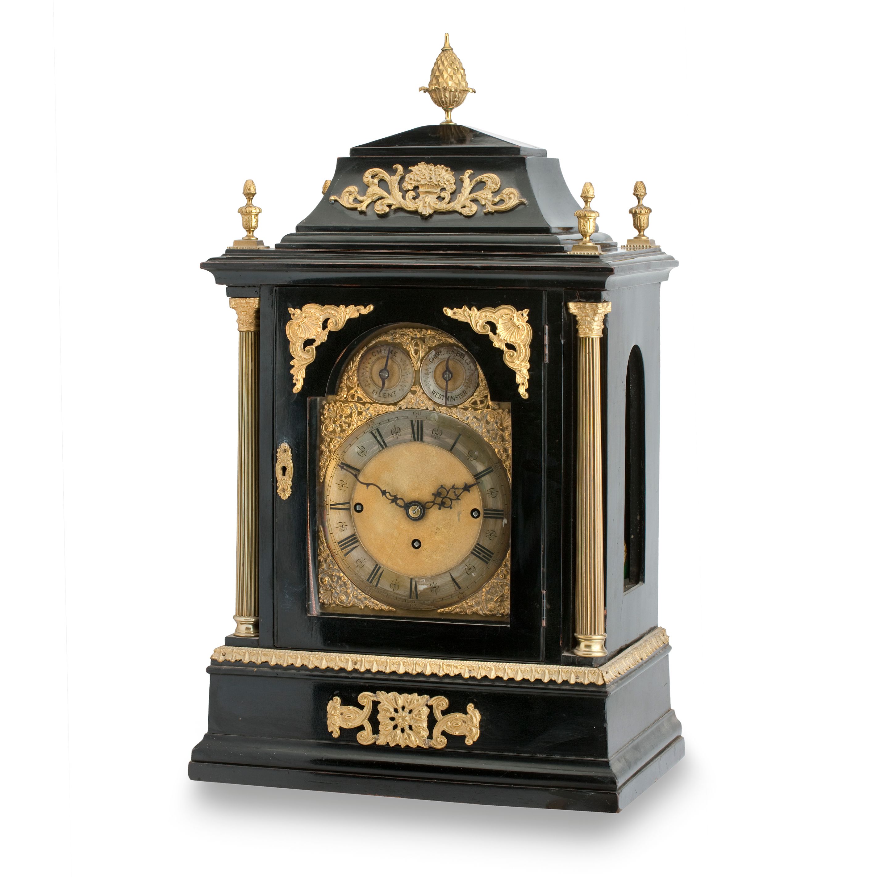A large 19th century ebonised bracket clock