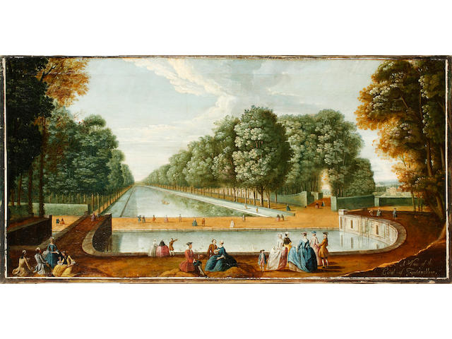 English School, late 18th/early 19th Century View of the Canal at Fontainbleau ((unframed))