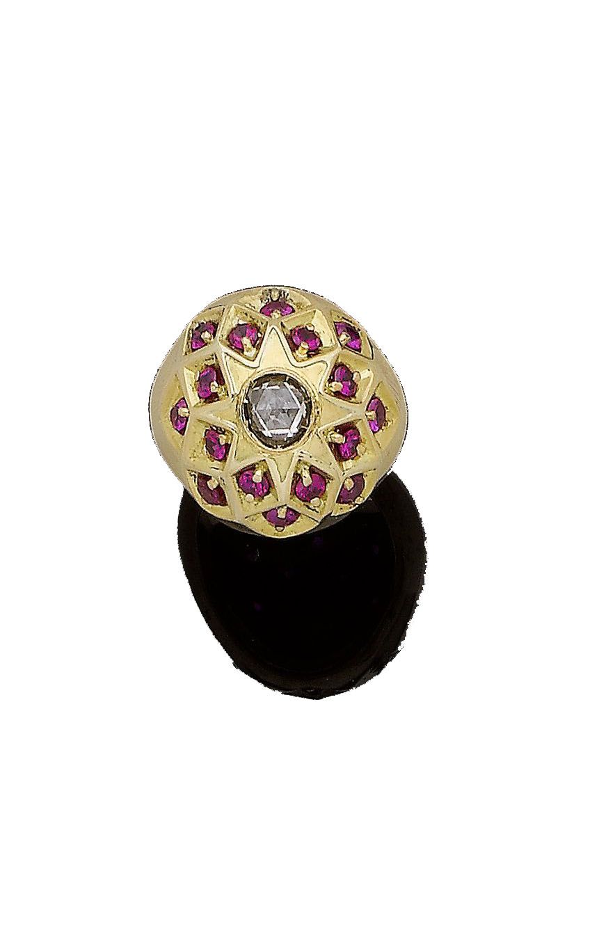 A ruby, synthetic ruby and diamond dress ring
