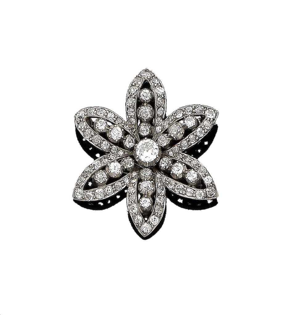A 19th century diamond flower brooch