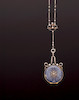 Thumbnail of An enamel and diamond set pendant watch and a seed pearl set chain image 1