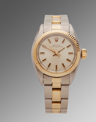 Rolex A lady's two colour Oyster Perpetual wristwatch image 1