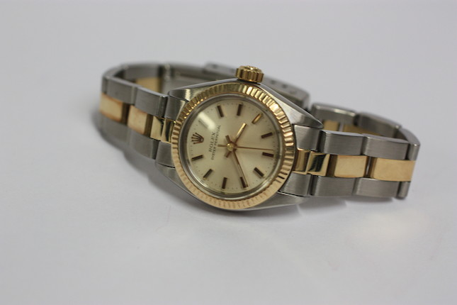 Rolex A lady's two colour Oyster Perpetual wristwatch image 4