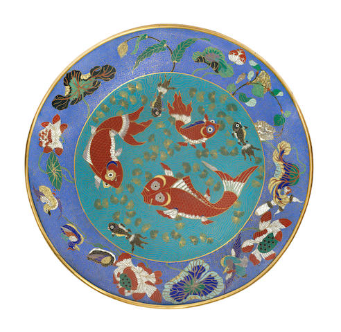 A massive cloisonn&#233; enamel charger Late Qing Dynasty