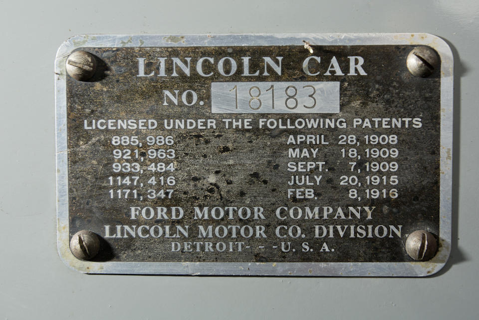 1924  LINCOLN  MODEL L LeBARON CONVERTIBLE  Chassis no. 18183 Engine no. 18183