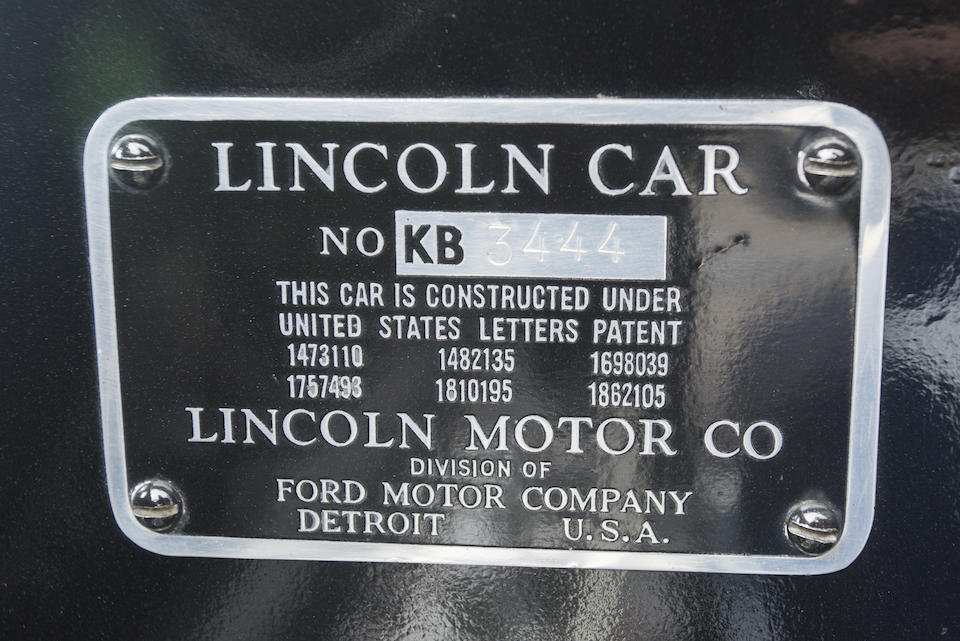 1934 LINCOLN KB CONVERTIBLE SEDAN  Chassis no. KB3444 Engine no. KB3444