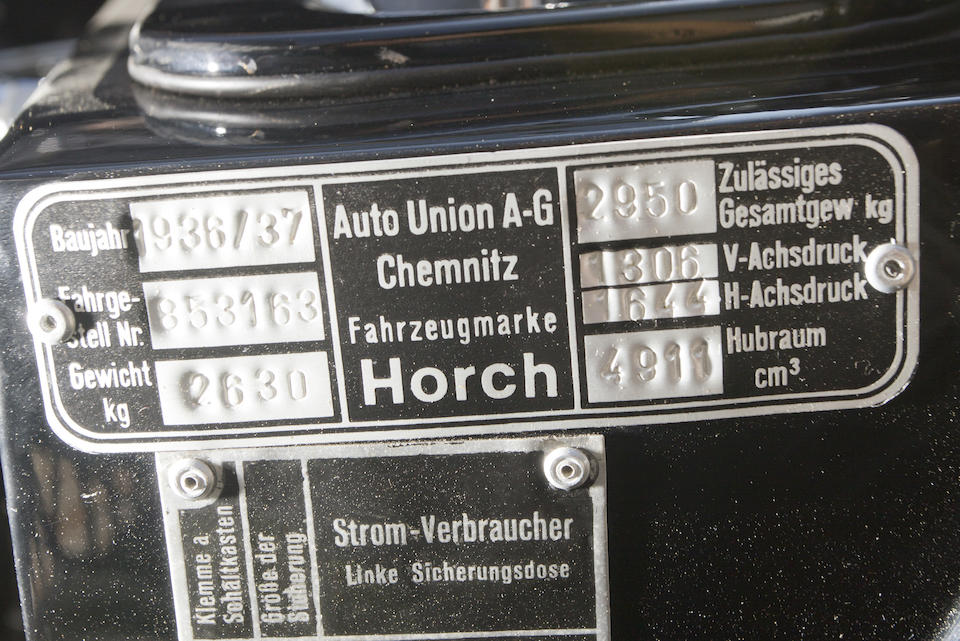 1937 HORCH 853 SPORT CABRIOLET  Chassis no. 853163