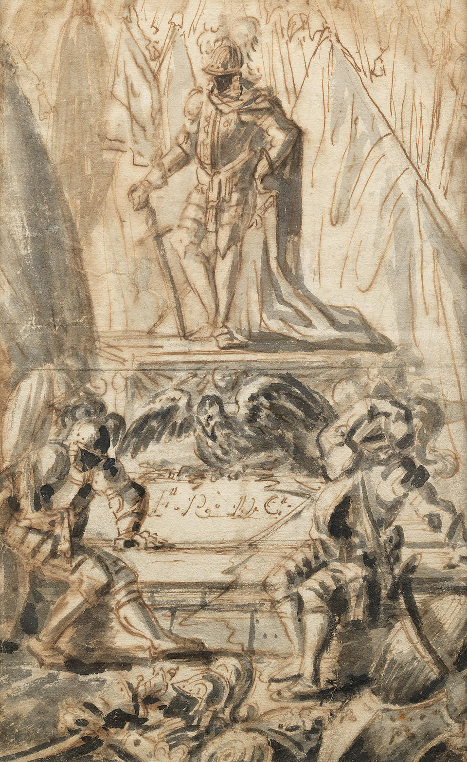 Circle of Pietro Antonio Novelli (Venice 1729-1804) The Flaying of Marsyas (together with a pen, ink and wash drawing of The Monument of Chivalry' (2))