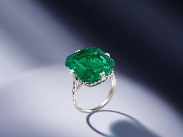 An emerald and diamond ring, by Van Cleef & Arpels,