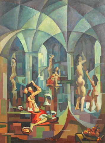 Hafiz Drubi (Iraq, 1914-1991) Cubist Bathhouse