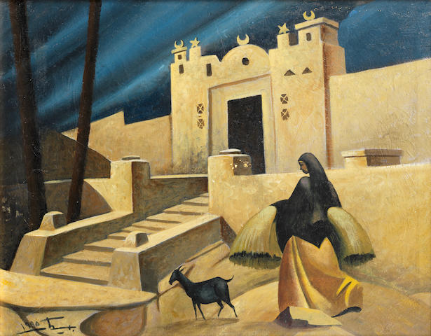 Hussein Bicar (Egypt, 1913-2002) Nubian Woman and Goat