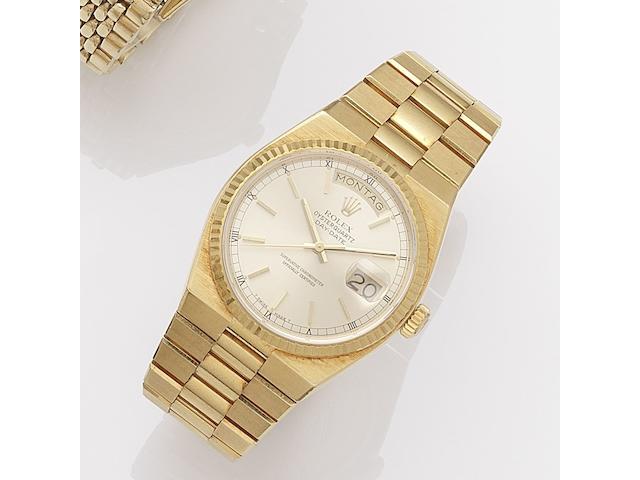 Rolex. An 18k gold quartz calendar bracelet watch Oysterquartz Day-Date, Ref:19018, Serial No.557****, Movement No.000****, Circa 1978
