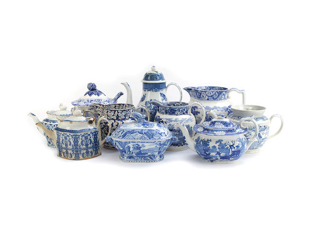 A group of English blue and white printed earthenware, circa 1815-40