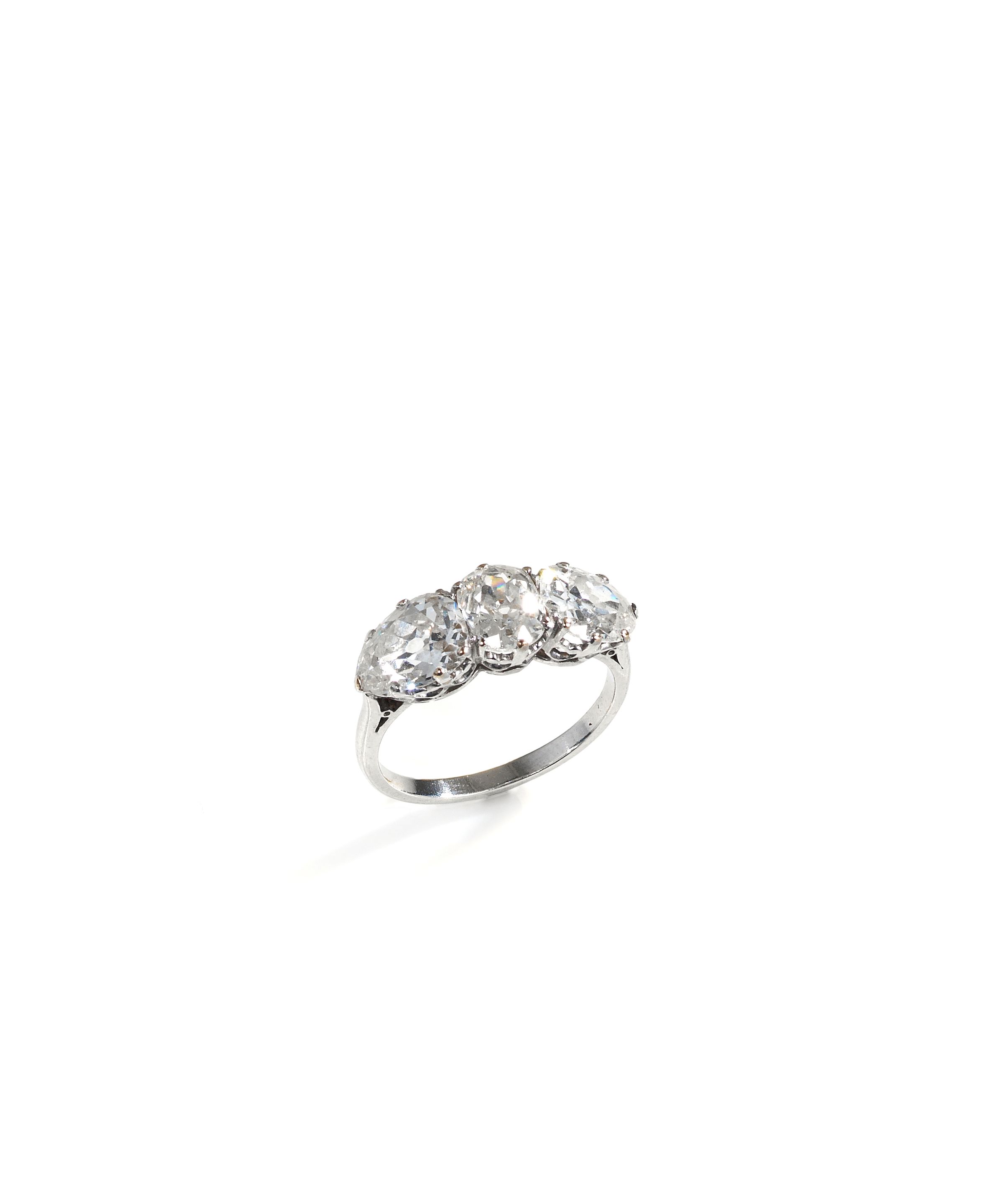 A three stone diamond ring