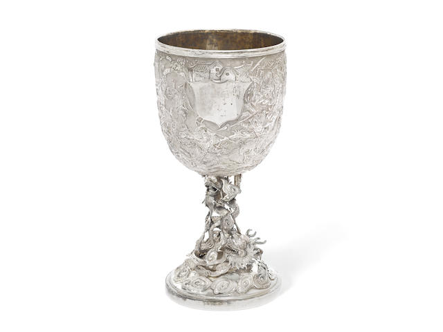 A fine and large Chinese export silver goblet Stamped 'LC' mark, second-half of 19th century