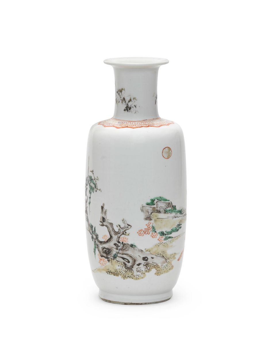 A famille verte rouleau vase Kangxi
