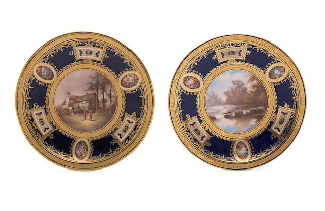 A pair of Derby Crown Porcelain Company Gladstone Service plates, circa 1883