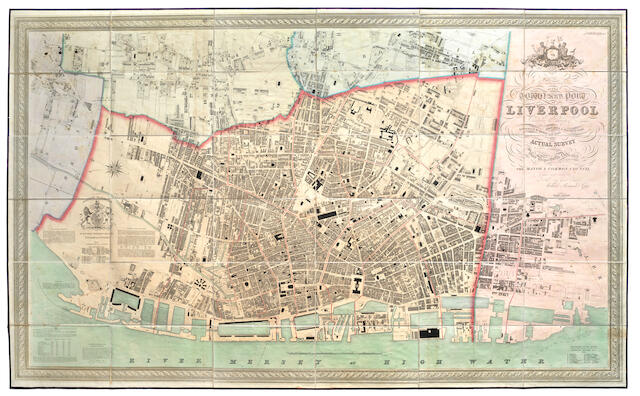 Bonhams Gage Michael Alexander Trigonometrical Plan Of The Town And Port Of Liverpool Including The Environs Of Kirkdale Everton Low Hill Edge Hill And Toxteth Park From Actual Survey 1836