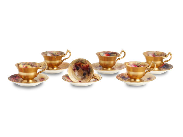 A set of six Royal Worcester cups and saucers Circa 1925