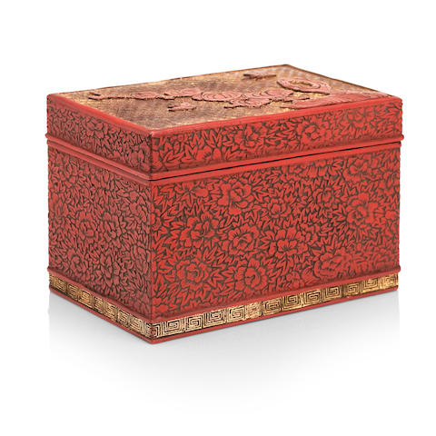 A cinnabar lacquer box and cover