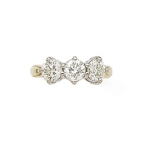 A diamond three-stone ring