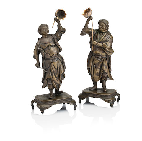 A pair of bronze figures of Hehe Erxian   Early 20th century