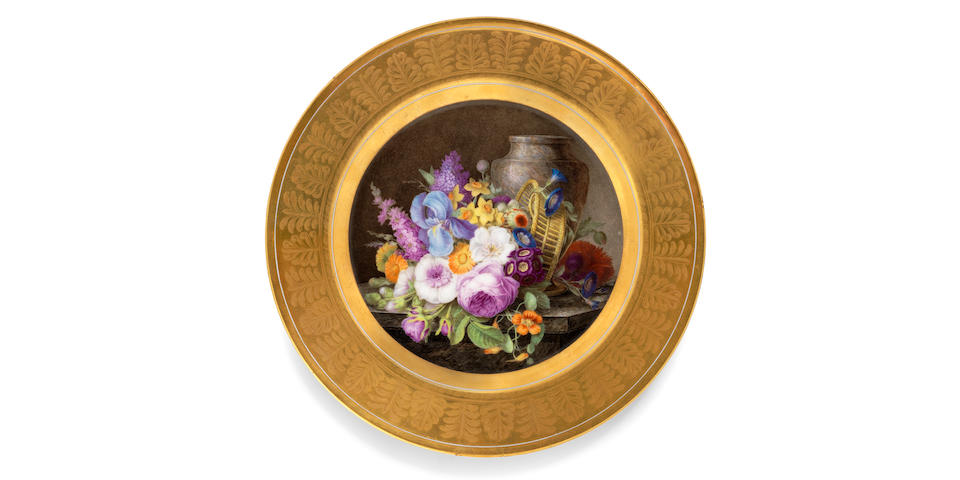 A S&#232;vres plate from the 'Service marli d'or', circa 1810