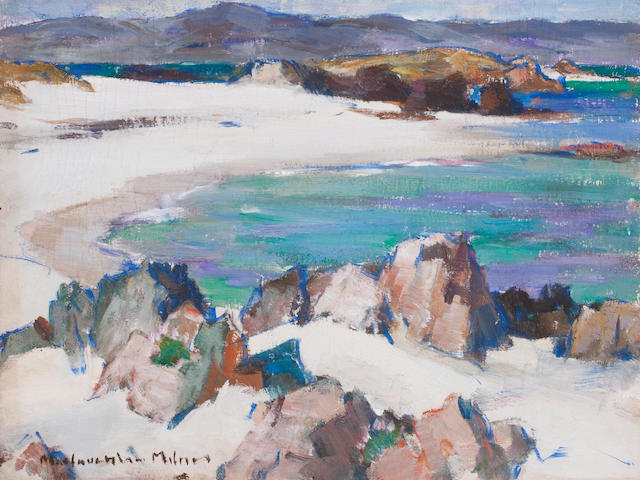 John Maclauchlan Milne RSA (British, 1886-1957) Iona, The White Strand 38.5 x 46 cm. (15 3/16 x 18 1/8 in.)