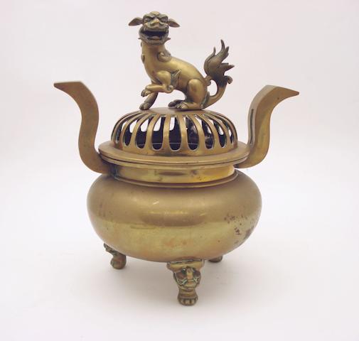 A bronze incense burner and cover 19th century