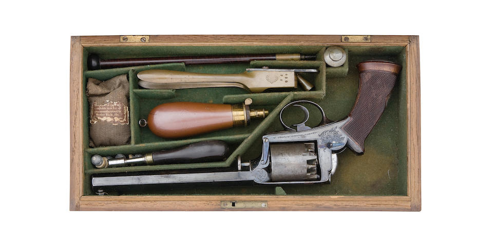 A Fine Cased 38-Bore Adams Patent 1851 Model 'Dragoon' Five-Shot Self-Cocking Percussion Revolver