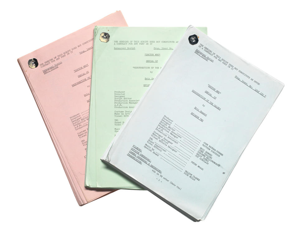Doctor Who - Resurrection of the Daleks: a group of scripts and copies of construction drawings, BBC, 1984, 21