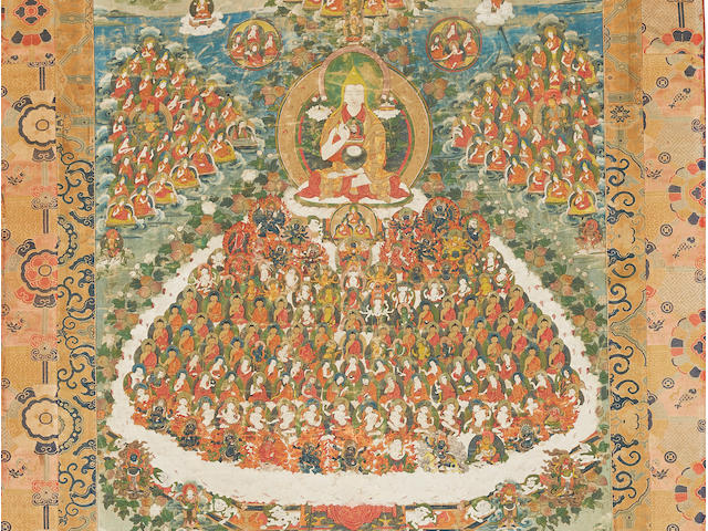 A Thangka of Tsongkhapa and his field of accumulation 19th century