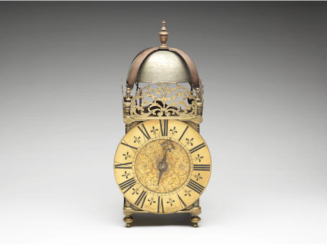 An exceptionally large and rare late 17th century brass Chamber clock Perres, London