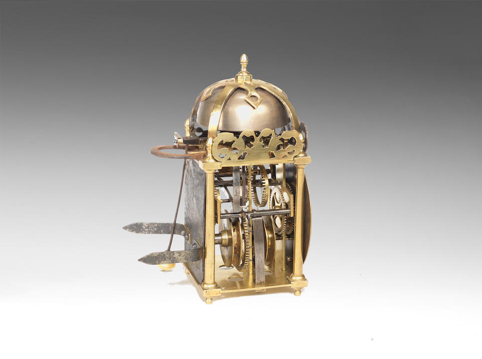 A late 17th century miniature brass lantern clock Joseph Knibb, London