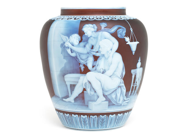 The Origin of Painting: an important Thomas Webb and Sons cameo vase by George Woodall, circa 1887