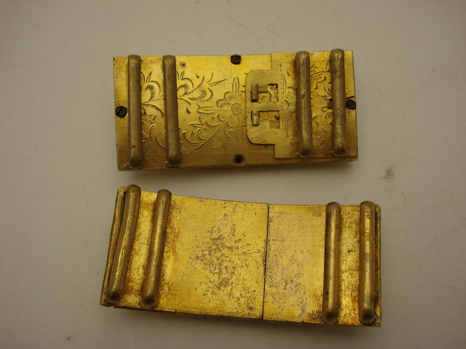 Two gilt metal belt buckles 19th century