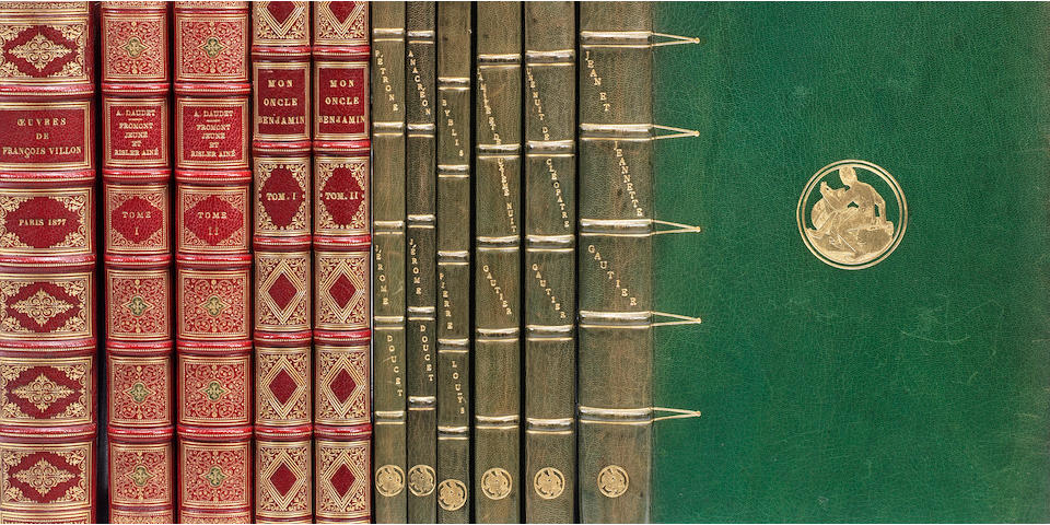 BINDINGS - FRENCH LITERATURE DAUDET (ALPHONSE) Fromont jeune et Risler aine, 2 vol., LIMITED TO 500 COPIES, , 1885; and others, many limited editions, mostly fin-de-siecle French in good bindings (approx. 50)