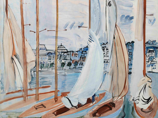 Raoul Dufy (French, 1877-1953) Le s&#233;chage des voiles (Painted in Deauville in 1935)