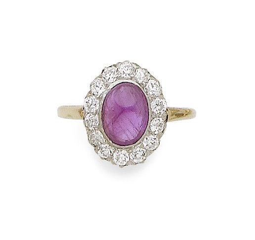 A ruby and diamond cluster ring