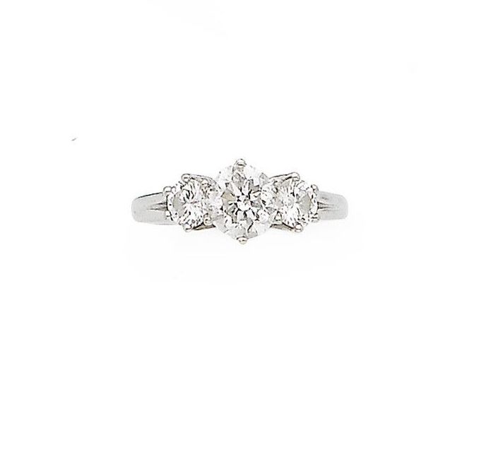 A diamond three-stone ring